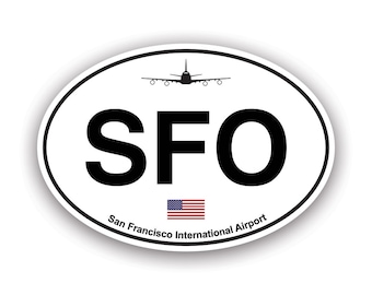 San Francisco Airport Euro Oval Sticker - Decal - American Made - UV Protected - sfo california bay area norcal ca