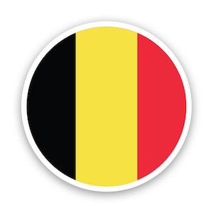 Round Belgian Flag Sticker - Decal - American Made - UV Protected belgium bel be circle