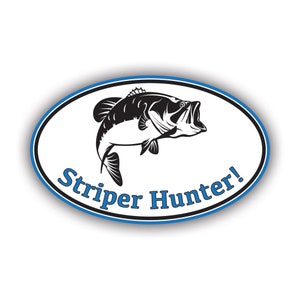 Oval Striper Hunter Sticker - Decal - American Made - UV Protected - fish fishing striped bass linesider rockfish