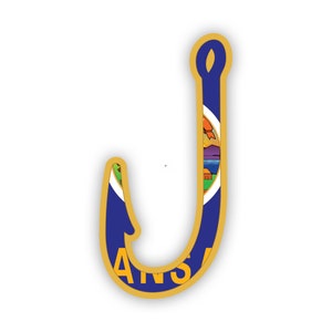 Kansas Fish Hook Sticker - Aufkleber - American Made - UV-geschützt - Flaggen-Fishhook-Winkelangeln