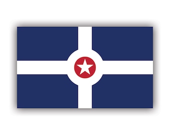 Indianapolis Flag Sticker - Sticker - American Made - UV-beschermd - witte vijfpuntige ster in