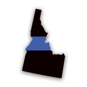 El estado de Idaho dio forma a la delgada pegatina de la línea azul - Calcomanía - American Made - UV Protected police first responder law enforcement support id v2