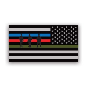 Pegatina de bandera de línea azul delgada inversa - Calcomanía - American Made - UV protegido contra bomberos estadounidenses bomberos america usa america banderas usa usa