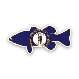 Kentucky Bass Flag Sticker - Decal - American Made - UV Protected largemouth sport fish angler perching fish angler perch ky