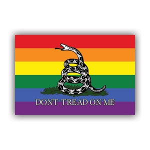 Rainbow Flag Dont Tread On Me Flag Sticker - Decal - American Made - UV Protected - gay pride molon labe gadsden