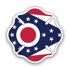 Ohio State Maltese Cross Shaped Sticker - Decal - American Made - UV Protected  fighter dept first responder symbol of protection