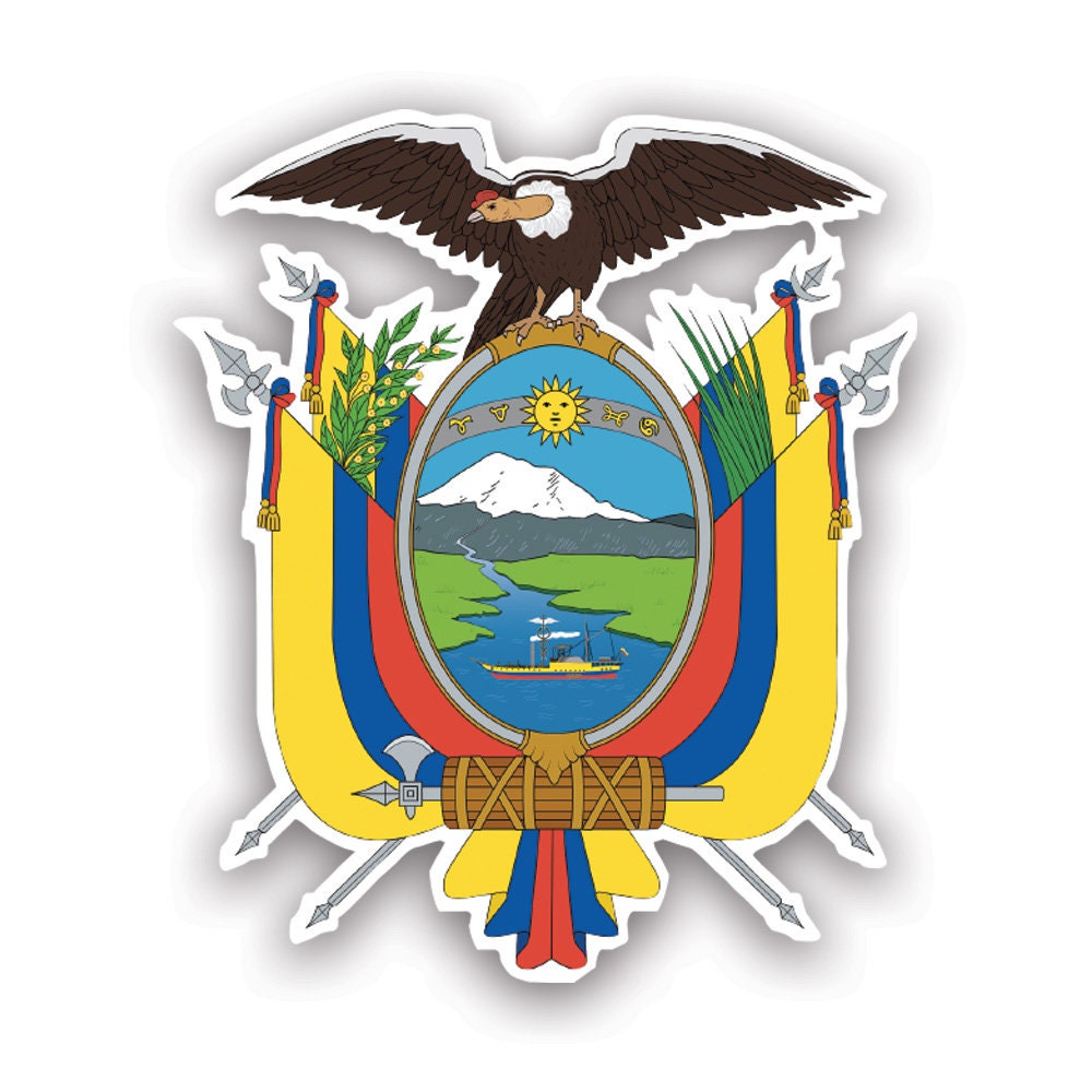 Ecuadorian Coat of Arms Sticker - Decal - American Made - UV Protected ecuador flag ecu ec coa