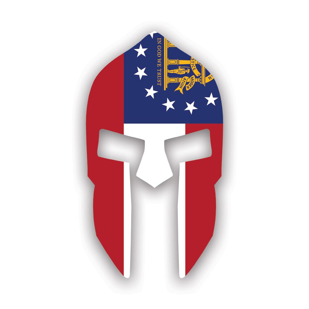Georgia Flag Spartan Helmet Sticker - Decal - American Made - UV