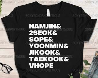 BTS Ship Names T-Shirt | BTS Ship Names | Bangtan T-Shirt | Bangtan Shirt | Bangtan Merch | BTS Merch | Army Shirt |Army T-Shirt |Army Merch