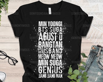 Min Yoongi Suga Agust D Nicknames T-Shirt: BTS Bias Fan Tee