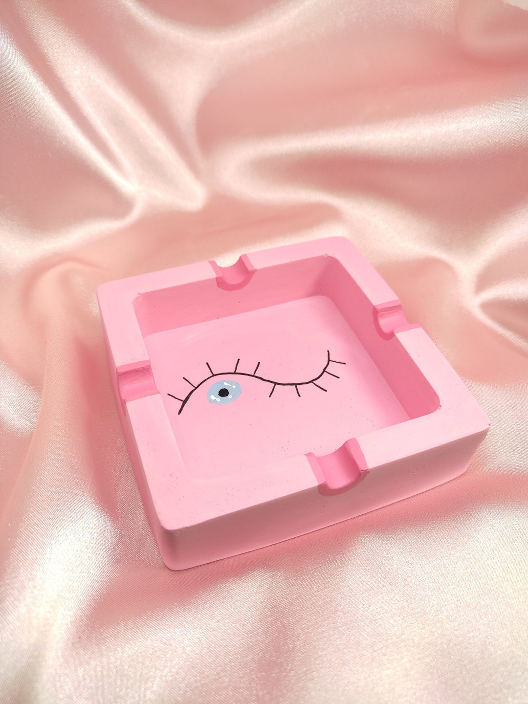 Boho Art Evil Eye Decorative Ashtray, Handmade Evil Eye Decor, Abstract