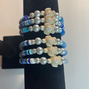 Sea Turtle Bracelet/ Beach Bracelet/ Clay Bead Bracelet