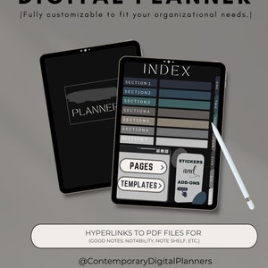 Agenda numérique hypertexte pour iPad | Installation facile | Stickers, modèles et pages numériques Goodnotes Minimal| Téléchargement instantané au format PDF à remplir |