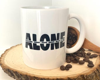 Taza de café cristiana «Solo Cinco Solas» – Regalo bíblico de teología reformada