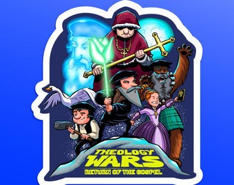 Guerras teológicas Pegatina de teología reformada RefToons