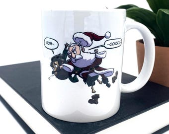 Taza de regalo con la imagen de San Nicolás contra Arrio Punch y la Biblia de la Teología Reformada