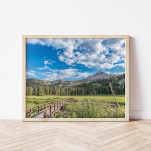 Silver Lake Wall Art, Landscape Photography Digital Download, Mountains Photography, Blue Skies And Clouds, Instant Download Art