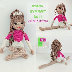 Patrón de crochet para muñeca gimnasta Ayana: instrucciones detalladas con fotos + versión abreviada imprimible