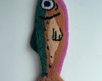 Peixe com penacho - Arte de parede para decoração de interiores, aproximadamente 15 x 45 cm