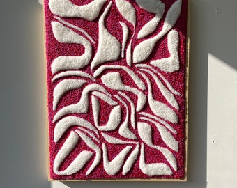 Design abstrato - arte de parede tufada com moldura inclusa - 62 x 47 cm