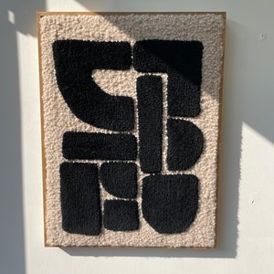 Abstract design black/beige - tufted wall art including frame - 62x47cm