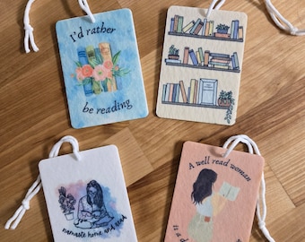 Book Lover Car Air Freshener: Bookish Quotes, Felt Design