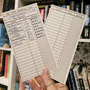 Library Card Bookmark | Reading List | Writeable Bookmark | Book Rater | Gift Idea | 2026 Bookmark | 2025 Reading List | Gift for Book Lover
