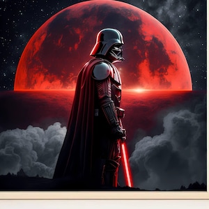Bloodmoon Darth Vader | STAR WARS Wandkunst | Digitaler Kunstdruck für Poster, Wanddekoration, Leinwände & Bilderrahmen