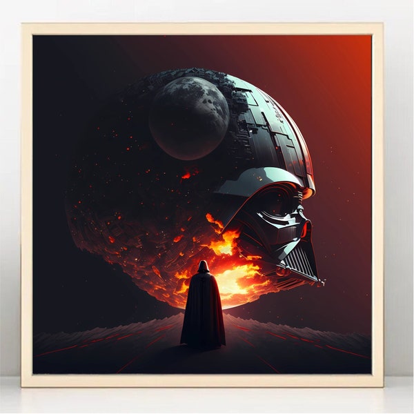 Darth Vader Death Star | STAR WARS Wall Art | Digital Art Print for Posters, Wall Decor, Canvases & Picture Frames