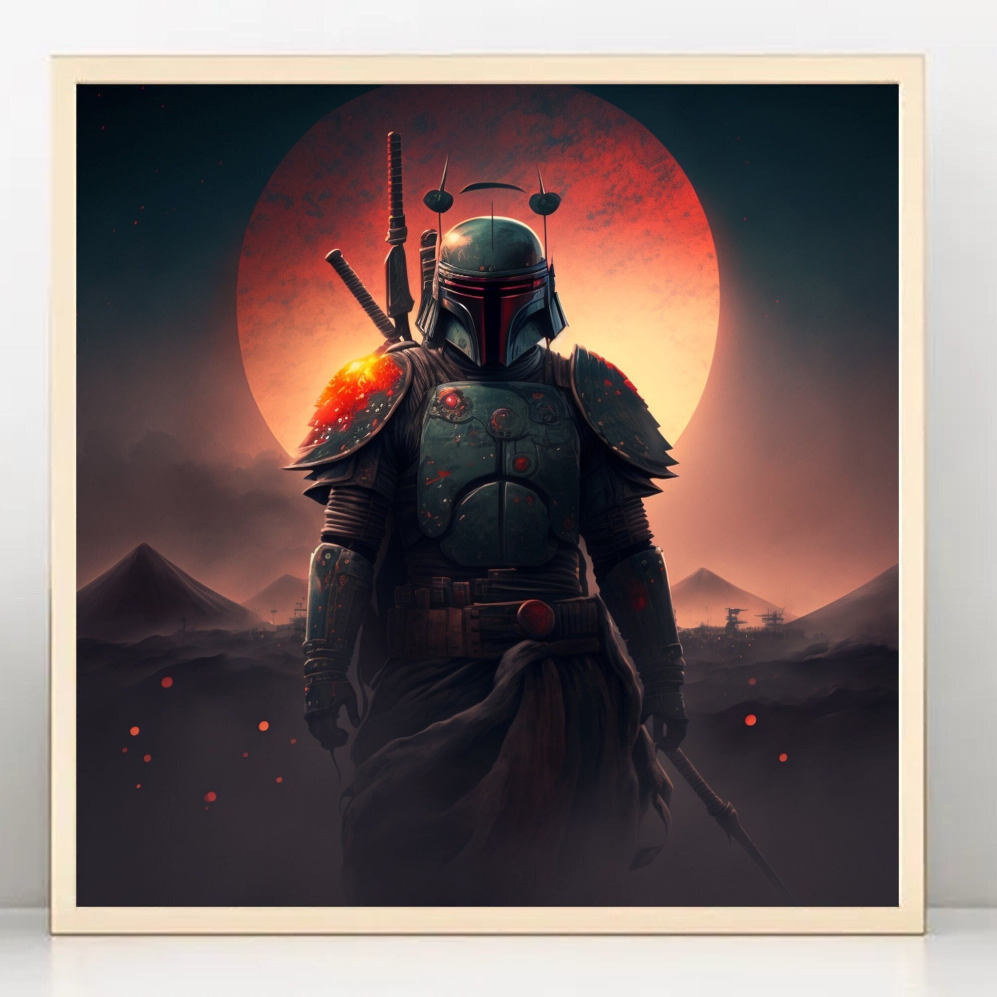 Samurai Boba Fett STAR WARS Wall Art Digital Art Print For Posters samurai-boba-fett-star-wars-wall-art-digital-art-print-for-posters