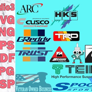 JDM Leistung Auto Logos digitale Dateien Eps SVG Jpg Studio3 Pdf Gsp Png Silhouette geschnitten Dateien Japan Löffel Sports Trust Greddy TRD ARC Cusco