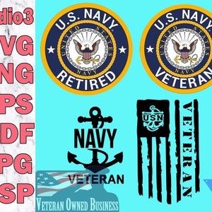 US NAVY gepensioneerde veteraan digitale bestanden Studio3 Svg Png Eps Pdf Jpg Gsp Cut-bestanden