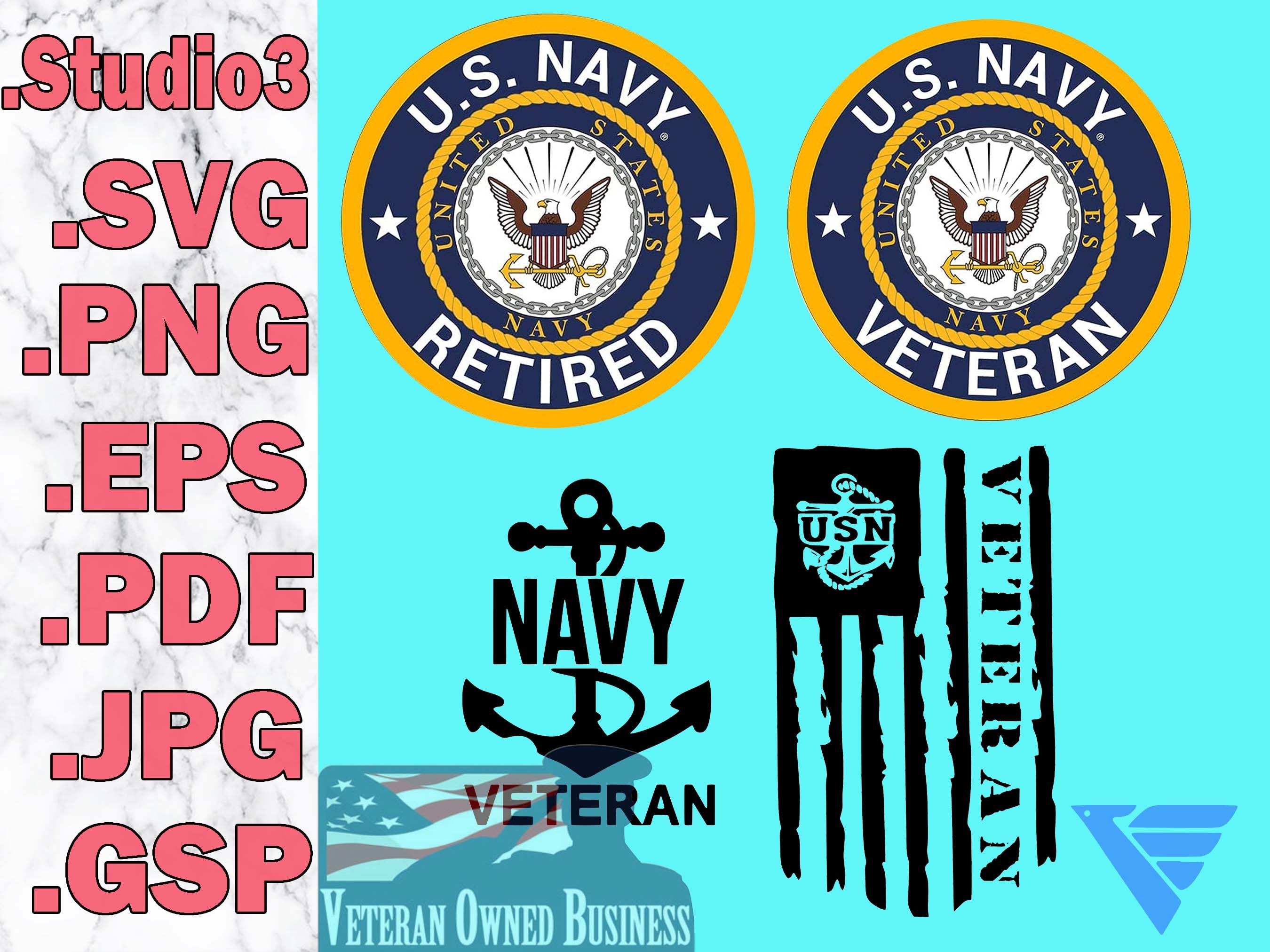 US NAVY Retired Veteran Digital Files Studio3 Svg Png Eps Pdf Jpg Gsp