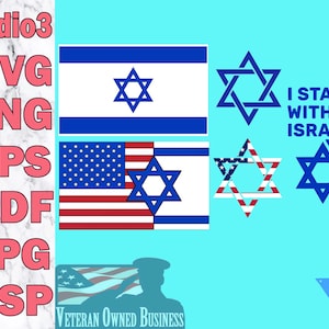 Stand With Israel Flag Star Digital Files Studio3 Svg Png Eps Pdf Jpg Gsp Star of david US Flag Israel Flag