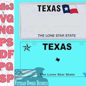 Texas License Plate Digital Files Svg Eps Png Jpg Studio3 Pdf Svg Lone star state Cut File Cameo Shirt Decal Sticker