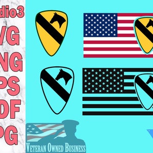 Army 1st Cavalry Digital Files Color and Black Eps Png Svg Jpg Pdf Studio3 Silhouette Cut File Iron Horse