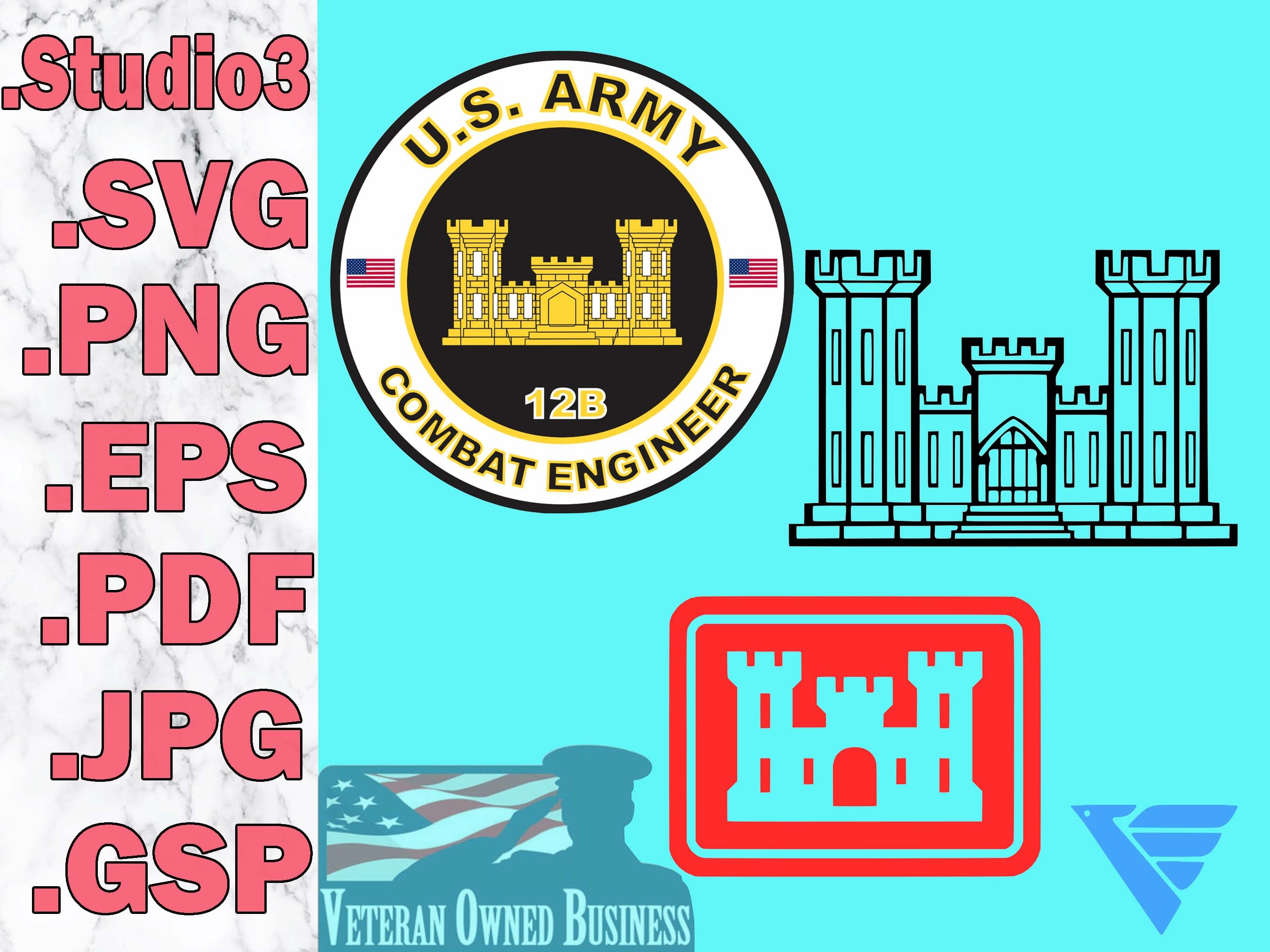 US Army Combat Engineer Digital Files Svg Png Eps Pdf Studio3 Gsp