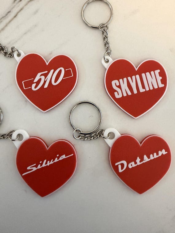 JDM Heart Keychain Datsun Silvia Skyline 510 Import Ignition Door