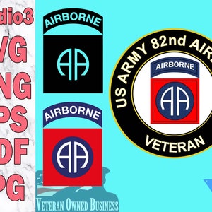 82nd Airborne Veteran Digital Files Eps Png Svg Jpg Pdf Studio3 Color and Black and white Silhouette Cut File
