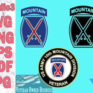 Mountain Military Unit Veteran Digital Files Svg Eps Png Jpg Pdf Studio3 Silhouette Came Cut File