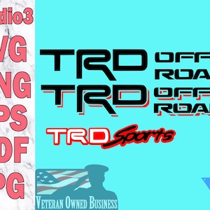 Archivos digitales deportivos todoterreno TRD Eps Svg Pdf Jpg Png Studio3 Silhouette Cut File Tacoma Toyota