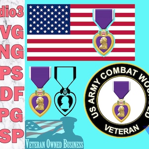 Purple Heart Digital Files Studio3 Svg Png Eps Pdf Jpg Gsp Silhouette Cut File