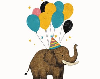 Mammoth Birthday Card, Cute Animal Birthday Card, Kids Birthday Card, Funny Mammoth Card, Cute Birthday Card