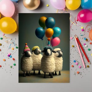 Funny Sheep Birthday Card – Farm Animal Greeting for Kids or Adults – Ships from USA