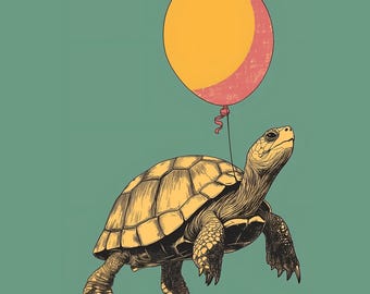 Turtle Birthday Card, Cute Animal Birthday Card, Kids Birthday Card, Tortoise Card, Fun Birthday Card