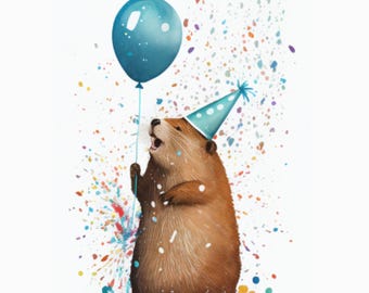 Beaver Birthday Card, Cute Animal Birthday Card, Kids Birthday Card, Funny Beaver Card, Cute Birthday Card