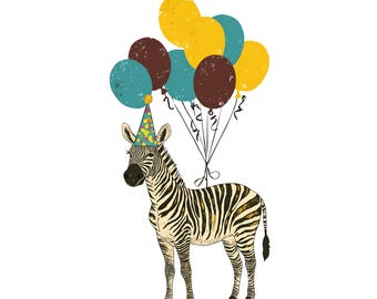 Zebra Birthday Card, Cute Animal Birthday Card, Kids Birthday Card, Funny Zebra Card, Cute Birthday Card