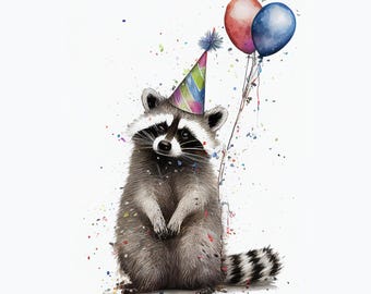 Raccoon Birthday Card, Cute Animal Birthday Card, Funny Raccoon Card, Kids Birthday Card, Woodland Animal Card