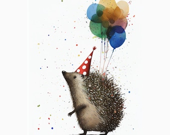 Hedgehog Birthday Card, Cute Animal Birthday Card, Kids Birthday Card, Funny Birthday Card, Hedgehog Card