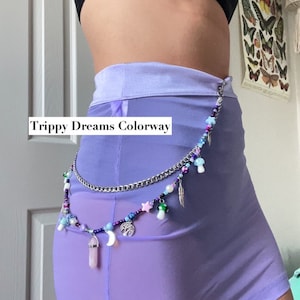 Trippy Dreams Drop Chain, chain and bead belt, festival fashion